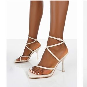 Public Desire Cream Strappy Heels
